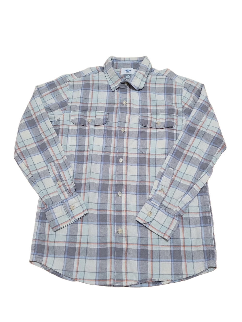 Old Navy Men's Plaid Button-Down Shirt in Light Blue and Gray
